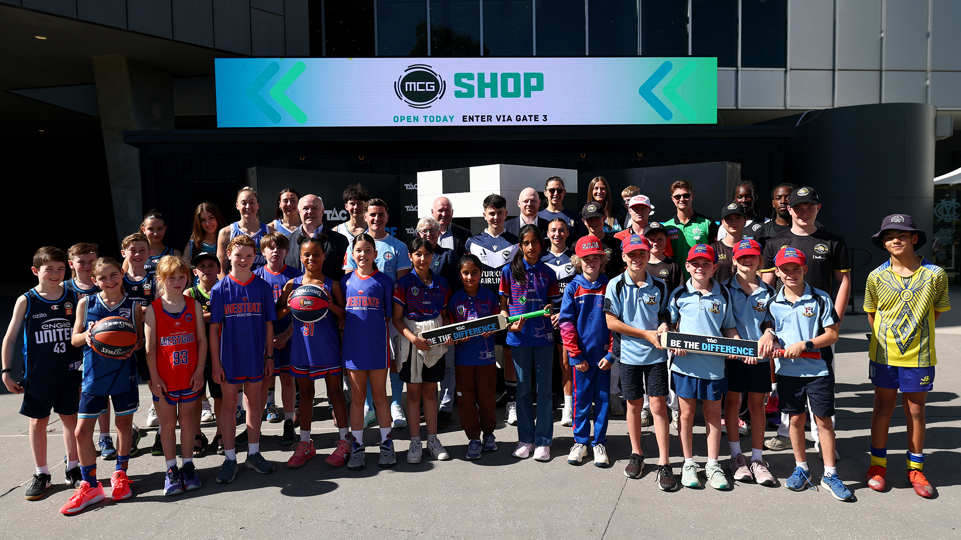 Community junior basketball teams gathered together inside a Geelong stadium