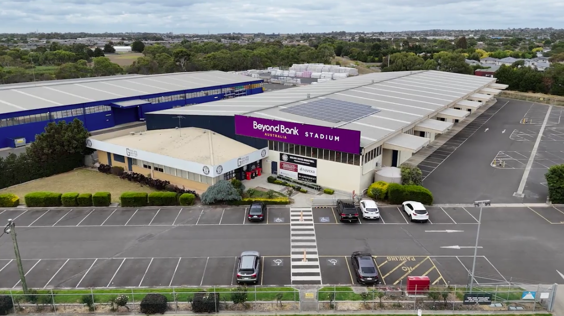 Aerial view of the Geelong basketball stadium precinct